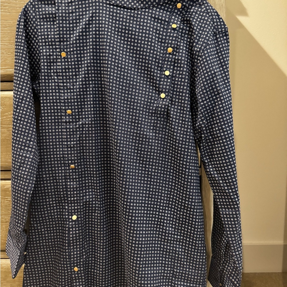 Manyavar brand - Elegant Navy Men's Kurta with Gold Buttons - Picture 3 of 3